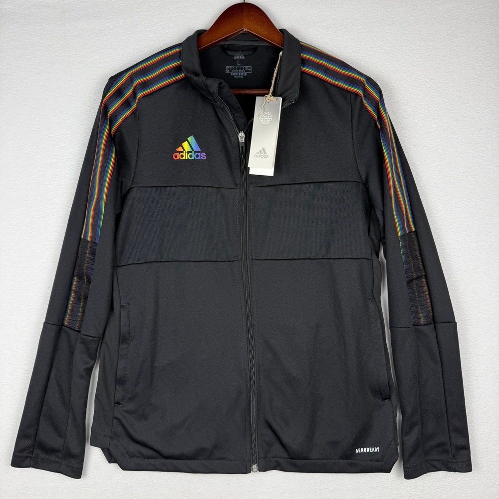 NEW Adidas Tiro Pride Track Jacket Womens L Rainbow Stripe GS4711 Aeroready